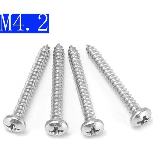 M4.2 4.2mm 304 Stainless Steel Phillips Cross Recessed PAN Head Self Tapping Screws DIN 7981