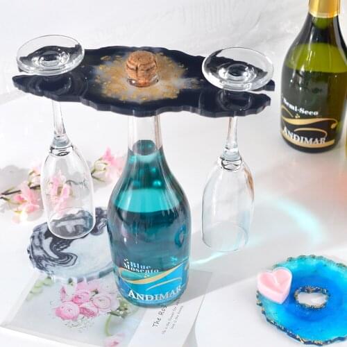 Wine Rack Mould DIY Crystal Epoxy Mold Red Wine Tray Glass Rack Coaster Irregular Silicone Shelf Tray