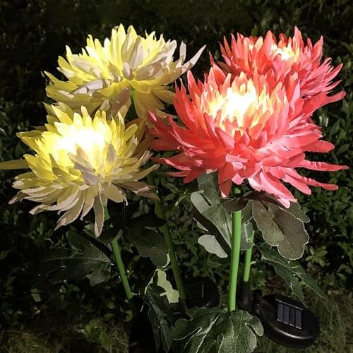 Solar LED Light Simulation Chrysanthemum Flower Lawn Light For Outdoor Garden Plug-In Garden Landscape Fence Patio Stakes Lamp