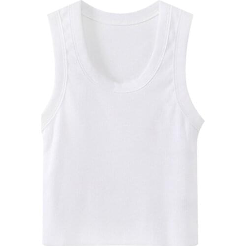 Slim Girls Soft Cotton Casual Camis 2021 Fashion Ladies Office Women Short Ribbed White Vest With Raw Edges Sling