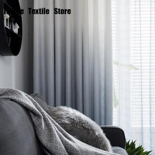 Customized Curtains for Living Room Bedroom Cotton Gradient Velvet Nordic Windows Cotton Curtains Shading(70%-90%)