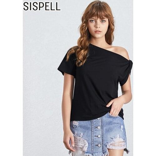 SISPELL Ruched Irregular Womens T-shirt O Neck Short Sleeve Loose Solid Color For Feamle Casual T-shirts 2020 Fashion New Tide