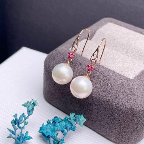 Shilovem 18k yellow gold Natural freshwater pearls Drop Earrings fine Jewelry women trendy wedding plant new myme8.5-96625zz