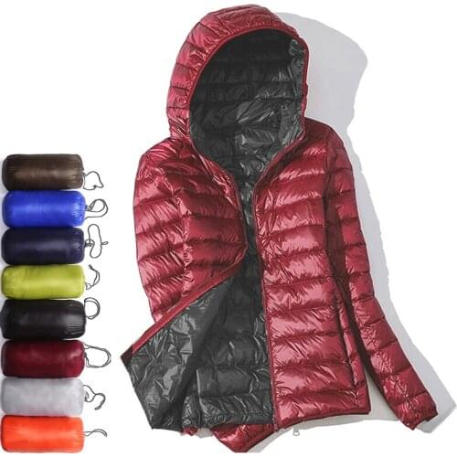 Winter Jacket Women Double sided Ultra Light Duck Down Coat Slim Female Puffer Jacket Portable Windproof Parkas Chaqueta Mujer