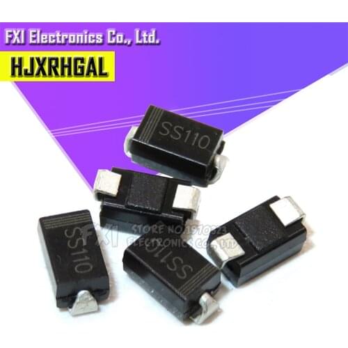 100PCS SS110 SR1100 SMD Schottky Barrier Rectifier SMA Diode 1A 100V New original