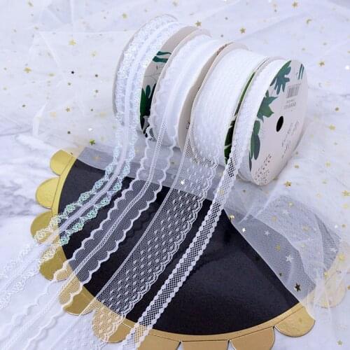 20Yard/Roll White High Quality Lace Ribbon Embroidered Net Lace Trim Fabric Sewing Accesorries For Wedding Decoration