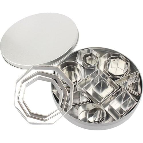 24pc Stainless Steel Cookie Cutter Square Heart Triangle Round Baking Cutter Kitchen Metal Biscuit Cutter Molds Baking Tool