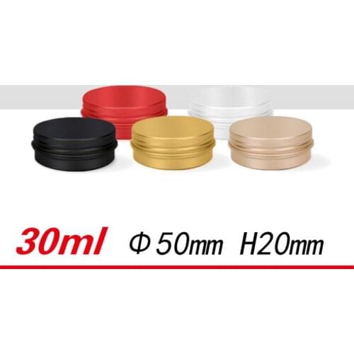 30ML/1oz Refillable Empty Aluminum Jar 30g Small Cosmetic Storage Case Sample Containers Black Gold Red Silver Color SN1976