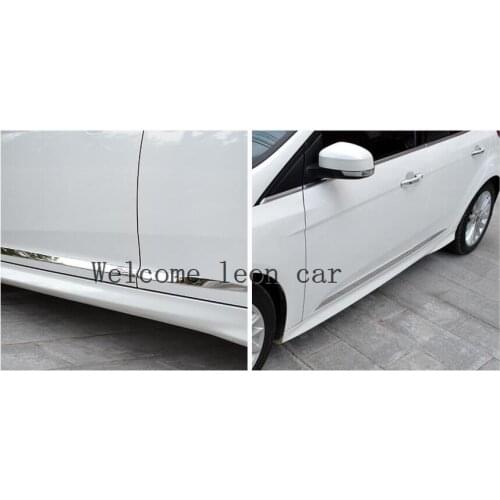 2012 2013 2014 2015 2016 2017 Fit For Ford Focus Mk3 Chrome Door Side Body Molding Line Garnish Cover Trim Strip Protector 4pcs