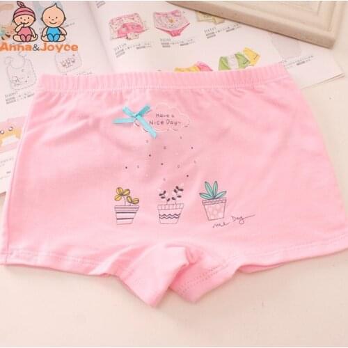 4pc/lot Girls Pure Cotton Boxers Underpant Kids Cute Cartoon Underwear Children Soft Flat Angle Underwear