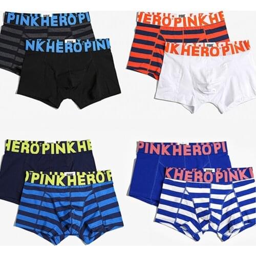 4pcs/lot New Men Underwear Boxer Cotton Sexy Wide Stripe Fashion Boxer Men Flat-footed Underwearshorts Men Panties Wholesale