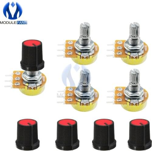 5PCS WH148 Rotary Potentiometer 1K 5K 10K 20K 50K 100K 500K Ohm Linear Taper 3P 3 Pin Potentiometer 3PIN For Arduino With Cap