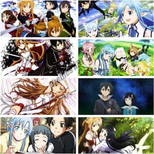 Anime Canvas Painting Wall Art Sword Art Online Kiriya and Toto Kirito Asuna Nordic Posters and Prints Pictures for Home Decor