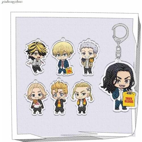 Anime Tokyo Revengers Manjiro Ken Takemichi Hinata Atsushi Chibi Keychain Cosplay Key Ring Lanyard Pendant Woman Man Gift Props
