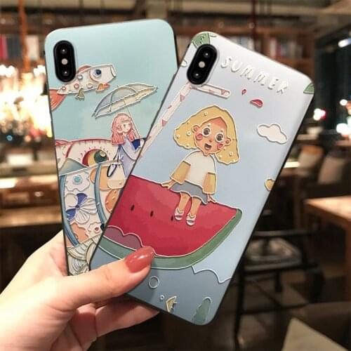 Painting 3D Embossed Phone Case for Xiaomi Redmi Note 7 8 9 Pro 8T 7A 8A Mi 10 9 8 Lite 9T CC9 CC9e Soft Matte Cases Coque