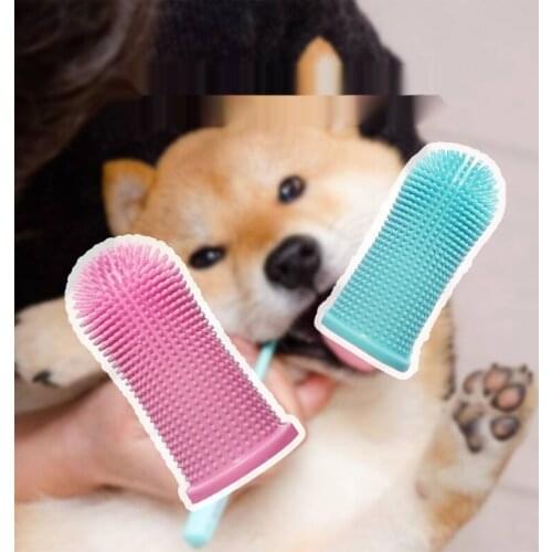 Dog Cat Cleaning Supplies Soft Pet Finger Toothbrush Teddy Dog Brush Bad Breath Teeth Care Dog Accessories clean pet teeth