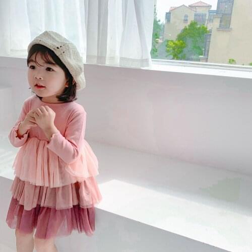 Kids Dresses for Girls Autumn Long Sleeve Mesh Patchwork Dress for Girls Toddler Cute Color Cake Dress Vestido Christmas Dress