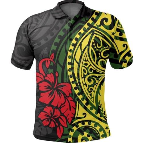 Hawaii Polo Shirt Polynesian With Hibiscus Flowers Patterns 3D Printed Polo Shirt Men Women Short Sleeve Summer T-shirt