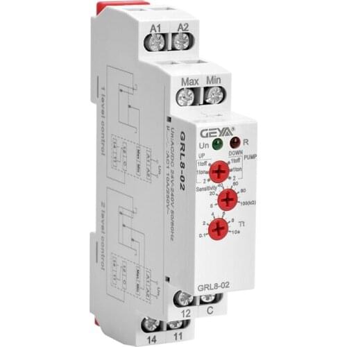 GEYA GRL8-02 Liquid Control Relay Level Control Relay 10A ACDC24V-240V Wide Range Voltage Water Pump Relay