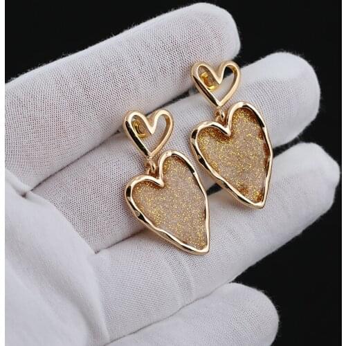 And South Korea 2020 hollow out fashion temperament fully metal contracted stud earrings earrings female hearts love