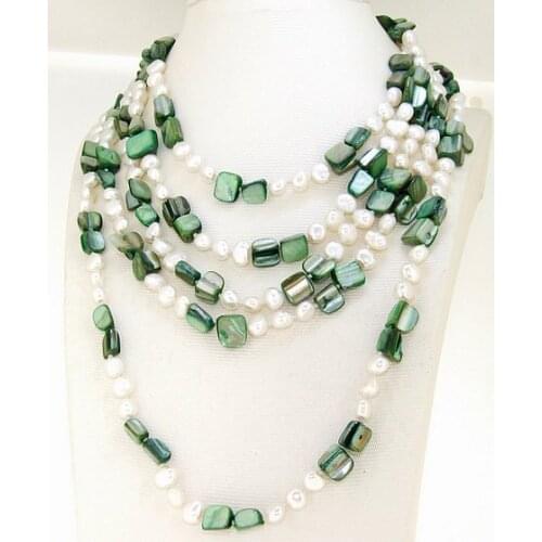 Perfect Womens Pearl Jewelry, White Color 100% Real Freshwater Pearl Necklace 75inches Long Jewelry,Shell Beads Necklace