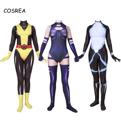 Movie X-Men Onesie Women Storm Phoenix Jean Grey Costume Raven Darkholme Cyclops Mystique Costume Zipper Bodysuit Spandex Suit