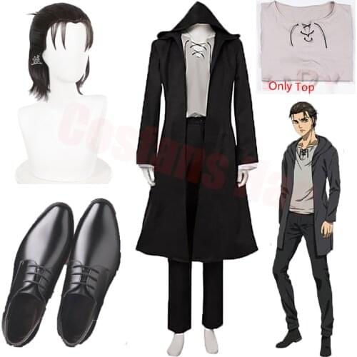 Attack on Titan Cosplay Jaeger Eren Cosplay Costumes The Final Season Uniform Wigs Black Coat Anime Women Men Halloween Carnival