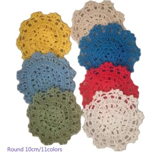 Round cotton placemat cup coaster mug kitchen wedding table place mat cloth lace Crochet tea dining doily Handmade plate pan pad