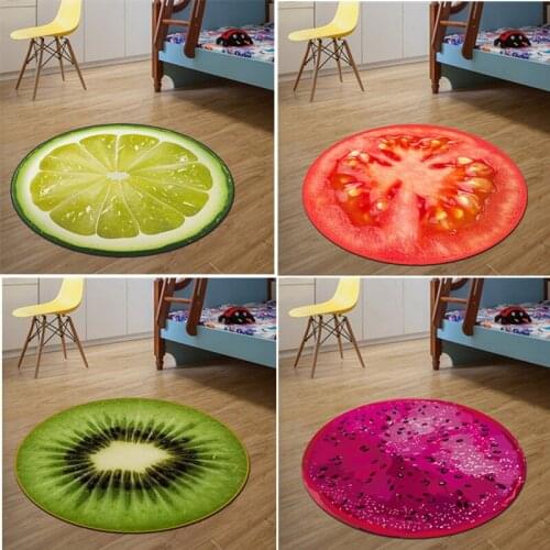Round Carpet Fruit 3D Print Soft Carpets Anti-slip Rugs Computer Chair Mat Kiwi Watermelon Floor Mat for Kids Room Home Decor