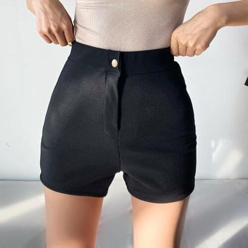 Retro outer wear tight elastic high waist all-match shorts womens thin leggings black boots pants hip pants tide