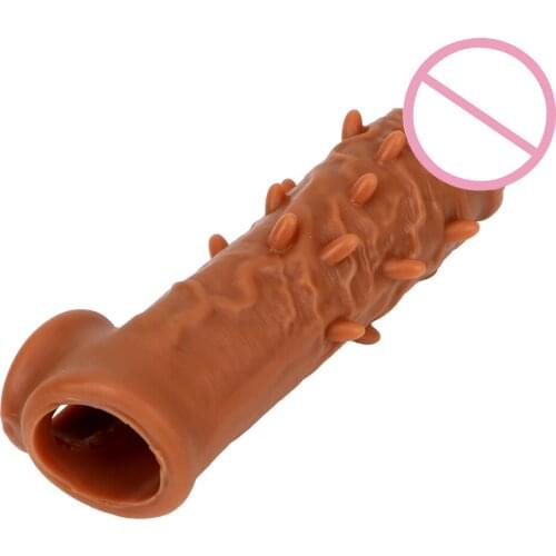 Delay Ejaculation Sex Toys for Male Penis Extender Larger Particles Spike Penis Sleeves Reusable Condom