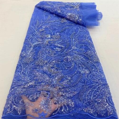 Nigerian Handmade Beaded Lace Fabrics 2021 High Quality African Lace Fabric Wedding French Tulle Lace Material For Dress r18-36