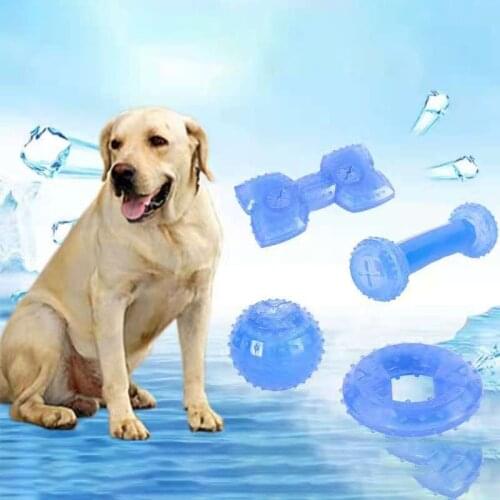 Dog Cooling Toy for Summer Safe Resistant Bite Rubber Bone Ball and Bow Shape Leakage food Summer Dog Toys