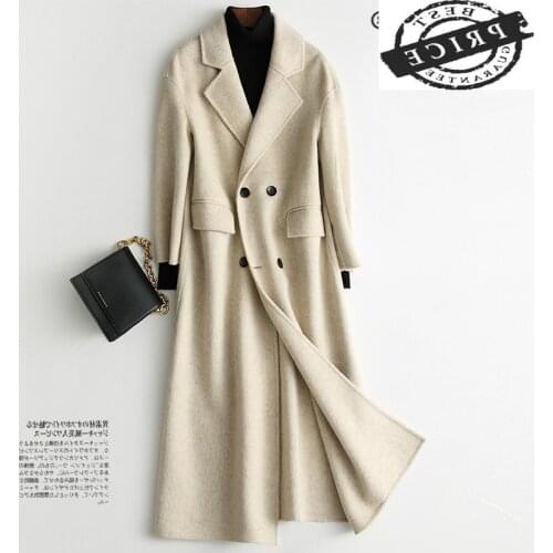 Autumn Winter Coat Women Real Wool Coat Female Long Jackets Korean Elegant Alpaca Woolen Jacket Clothes Overcoat 1aa66