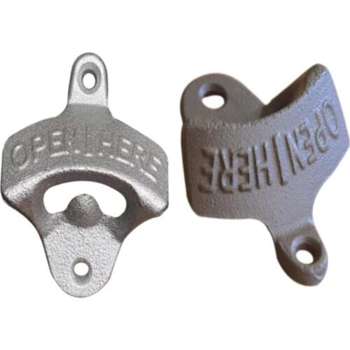 50pcs/lot Free Shipping Wall bottle Opener Wine Beer Mount Cap IRON CAFE BAR WALL OPEN HERE Retro vintage fixed wall-mounted