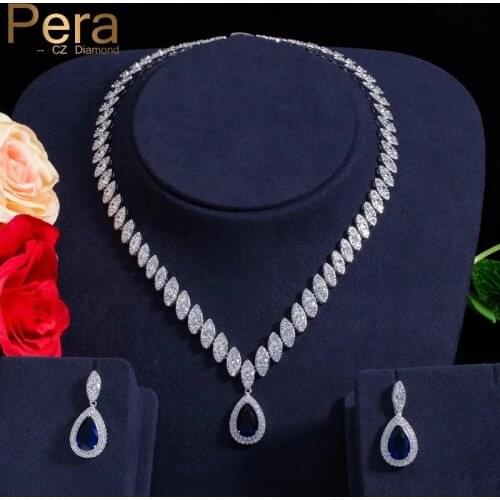 Pera CZ Luxury Bridesmaid Accessories Cubic Zirconia Stone Big Bridal Wedding Pera Cut Dropping Jewelry Sets For Women J048