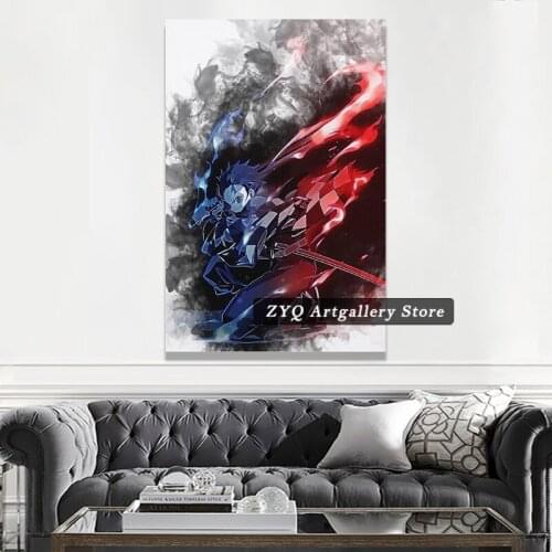 Anime Demon Slayer Poster Kamado Tanjirou Art Painting Decorative Canvas Poster And Wall Picture Print Modern Family Bedroom Dec