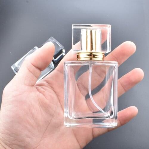 50ml Clear Glass Perfume Bottle Portable Travel Spray Bottle 100ml Refillable Cosmetics Empty Aluminum Spray Head Bottles