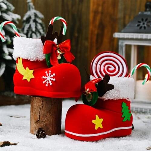 Christmas Candy Boots Santa Claus Sugar Candy Gifts Boots Socks Decorative Candy Gift Box Home Decor Ornaments