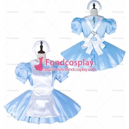Sissy maid satin dress lockable Uniform cosplay costume Tailor-made[G2253]