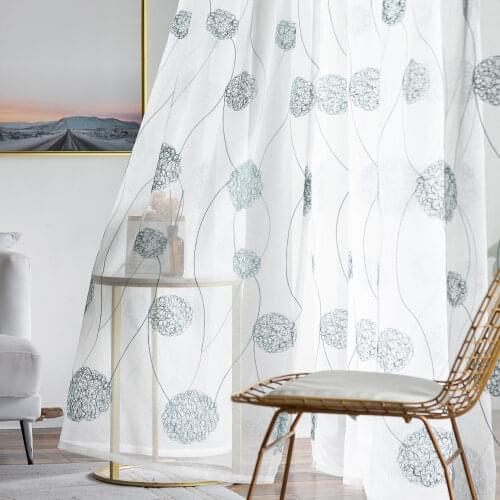 Embroidered Sheer Curtains for Living Room Bedroom Elegant Voile Curtains Panel Sheer Curtain For Balcony Window Treatments