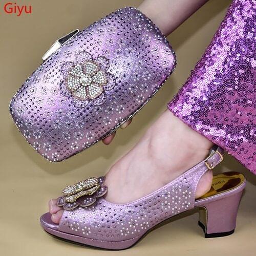 Doershow Shoes with Matching Bags 2019 African pink Shoe and Bag Set Italian Design African Shoes and Bag Set!SSTY1-11