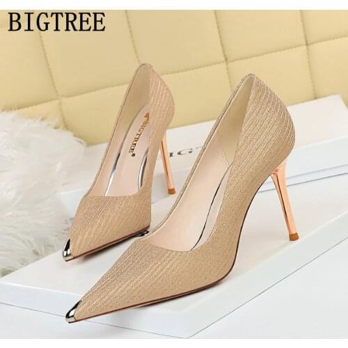 Bigtree Shoes For Women 2021 Heels Bling Wedding Shoes Pumps High Heel Boots Women Shoes Salto Alto Zapatos Tacon Chaussures
