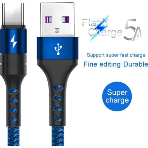 USB Type C 5A USB Cable C For Huawei Mate 20 Pro Mate 20 X Super Fast Charger Braided USB Cable 5A QC3.0 Fast Charge Micro USB