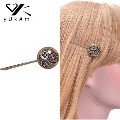 YUKAM Steampunk Gears Metal Hair Accessories Vintage Hair Clips Pins Barrettes Hair Ornaments Hairgrips for Women Girls Jewelry
