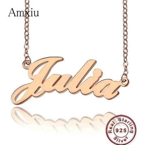 Amxiu Customized Name Necklace 925 Sterling Silver Personalized Jewelry Engrave Any Name Pendant Necklace For Women Lovers Gift