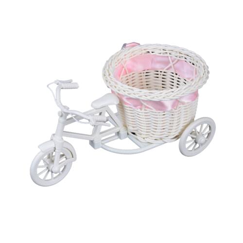 1PC New Rattan Bicycle Storage Basket Float Vase Plant Stand Holder Tricycle Bike Design Organizer Flower Basket Pot