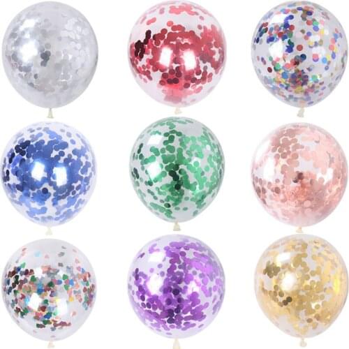 10 Pcs12 Inch Golden Confetti Latex Balloon Glitter Transparent Balloon Wedding Birthday Party Decoration Helium Balloon