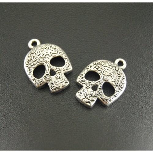 10pcs Metal Alloy 2 Colors Skull Face Charm Jewelry Making DIY Handmade Craft 24x16mm A804/A805