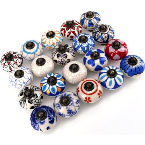 1x Hand painted kitchen cabinet pulls ceramic dresser knobs Antique drawer wardrobe furniture handles pulls Knobs